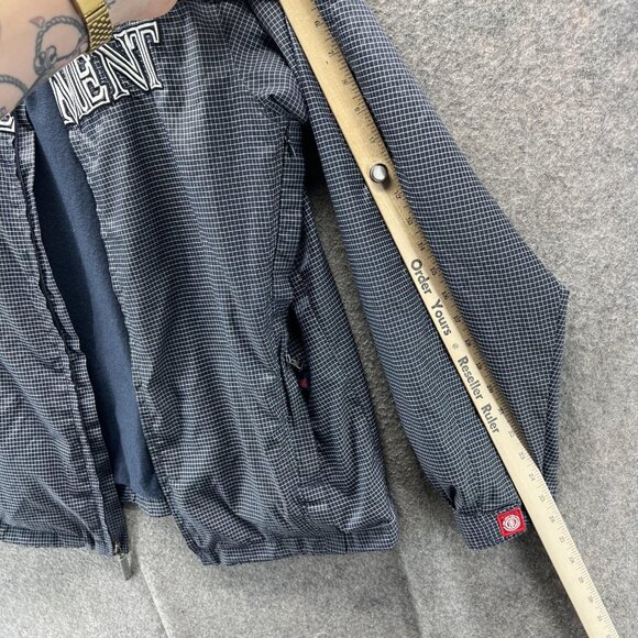 Element Jacket Mens Medium Black Check Hooded Fleece Lined Windbreaker Skate - Picture 9 of 13